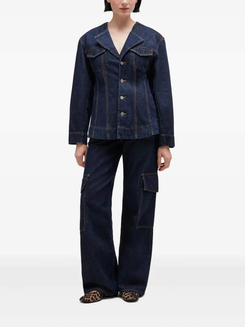  Ganni Buttoned Denim Jacket - Blue 