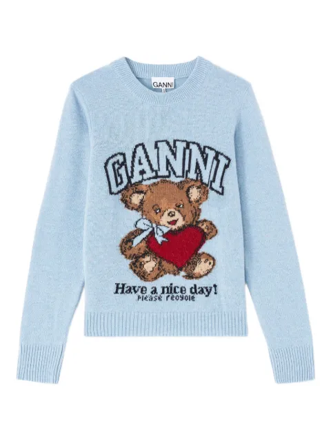 GANNI sweater med grafisk bamsemotiv