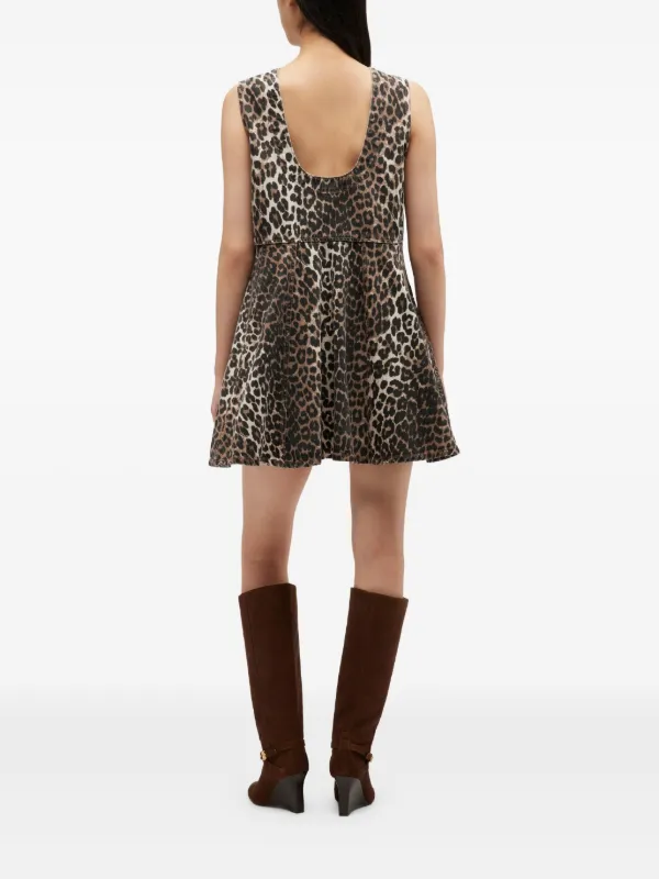 GANNI Print Denim Flounce Mini Dress | Print | Size 42