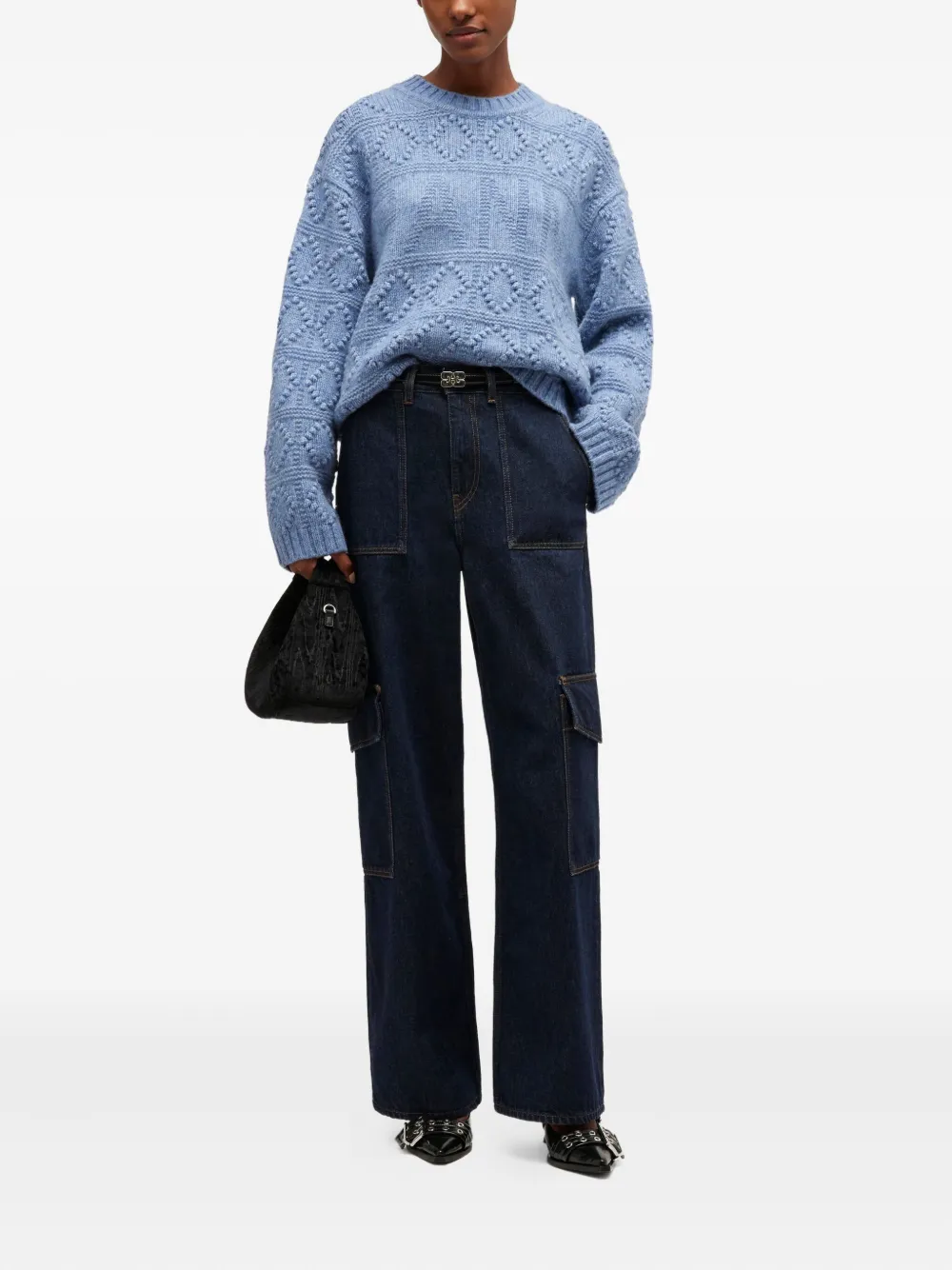 GANNI Trui met textuur Blauw