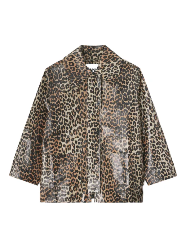 Ganni Leopard-print Jacket in Neutrals