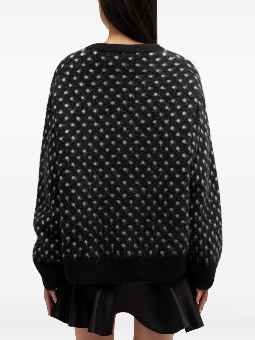 Ganni Polka-dot Logo Sweater In Black