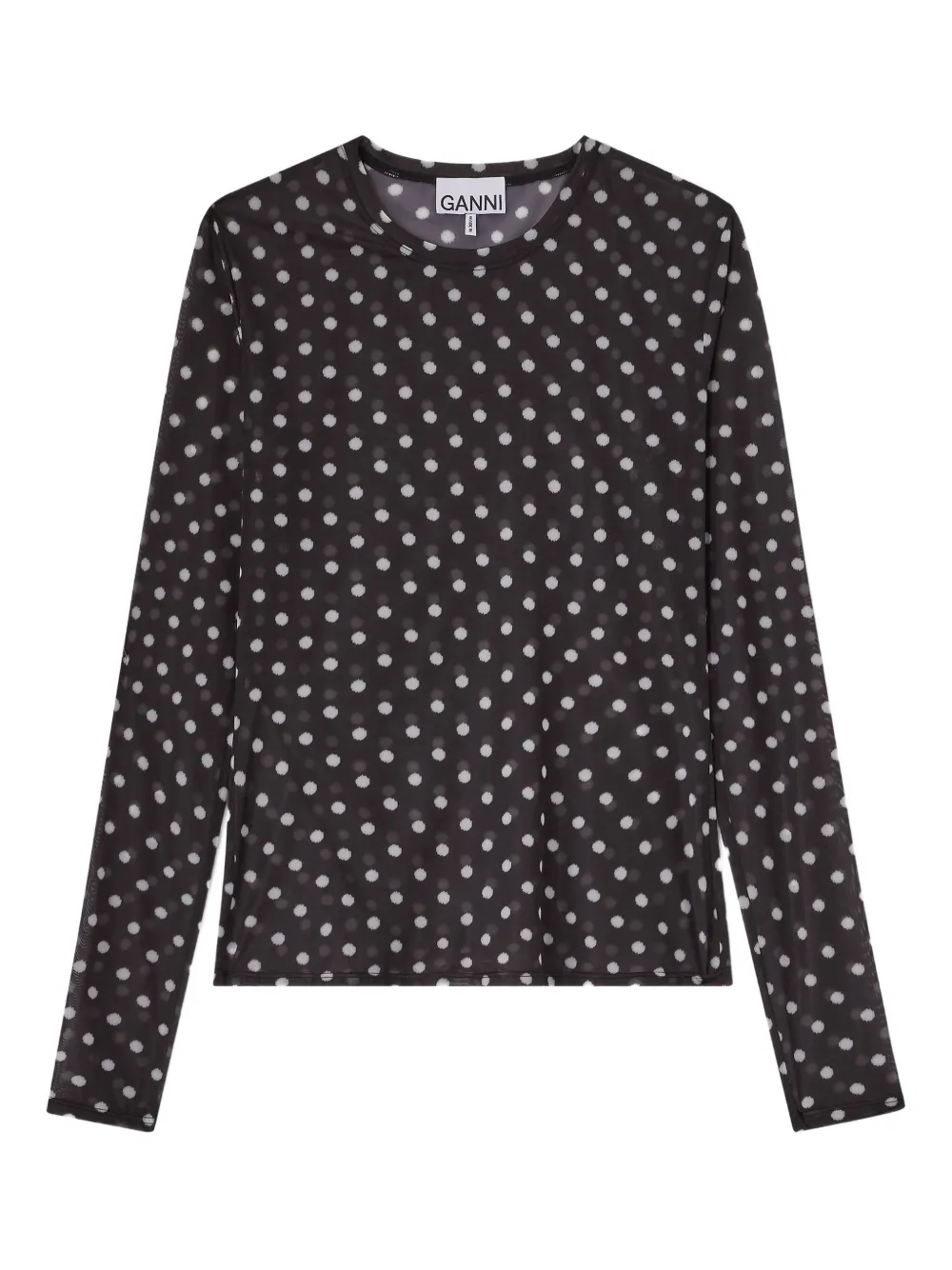 Ganni Polka-dot Top In Black