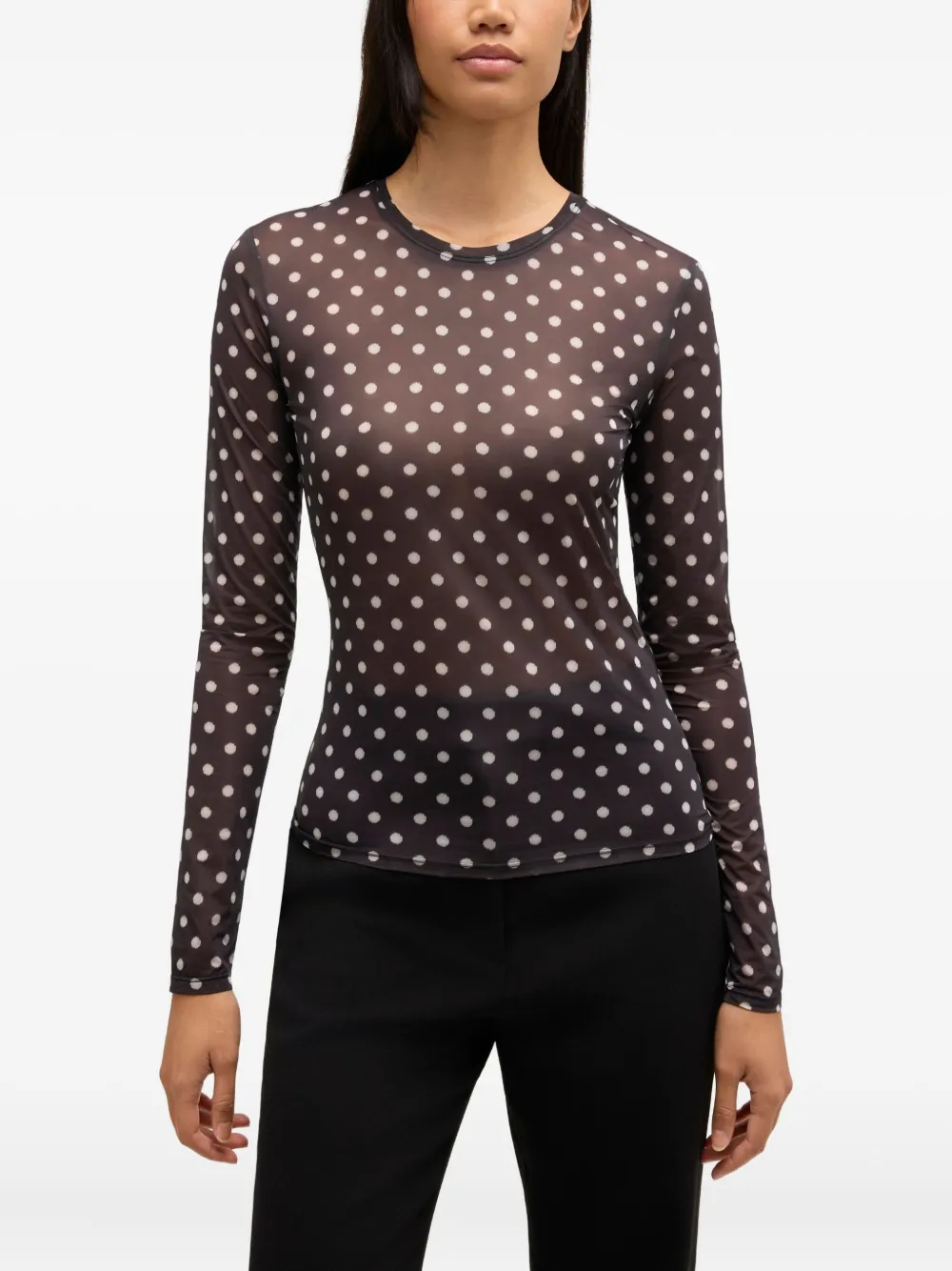 Ganni Polka-dot Top In Black
