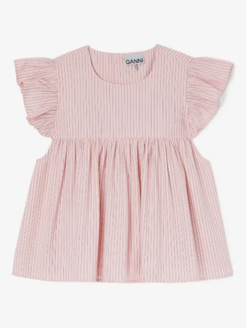 GANNI pink frill sleeve top