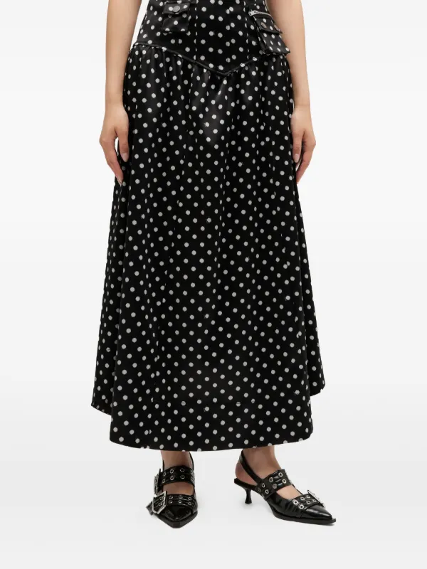 GANNI ポルカドット スカート | ブラック | FARFETCH JP