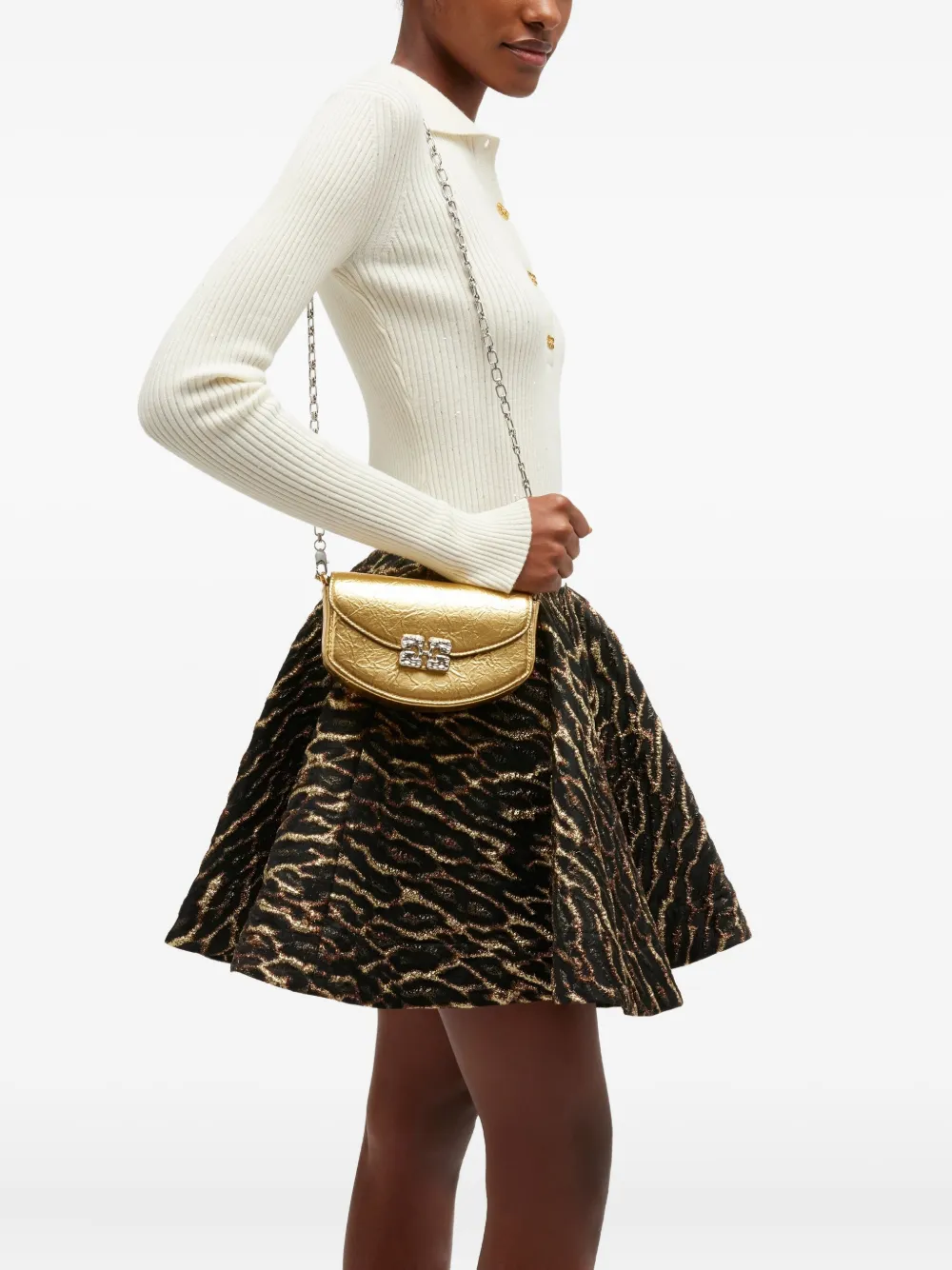 Logo-Plaque Chain Cross Body Bag