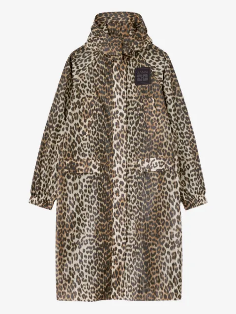 GANNI leopard nylon parka coat