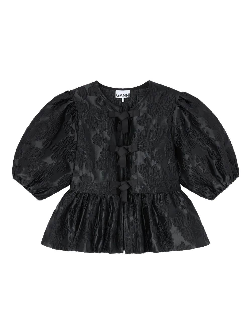 GANNI Top con maniche a palloncino - Nero