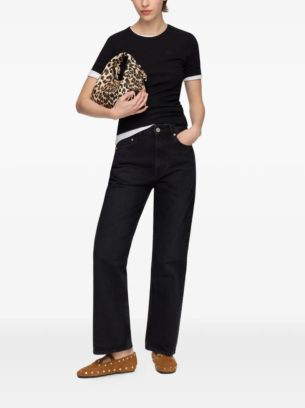 GANNI Betzy cropped jeans Zwart