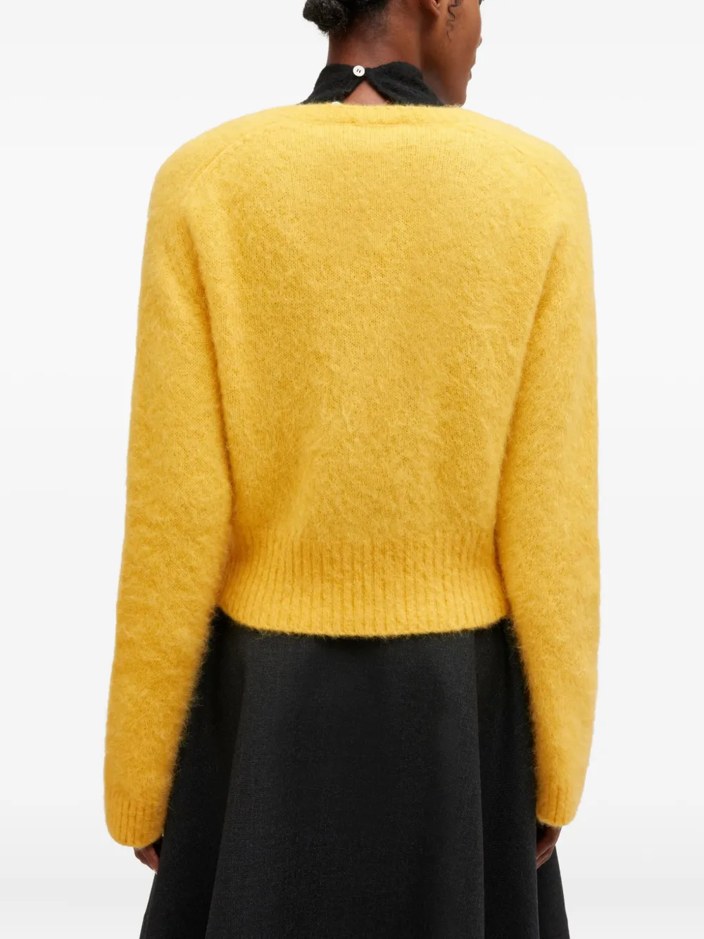 Ganni V-neck Ribbed Sweater In Yellow