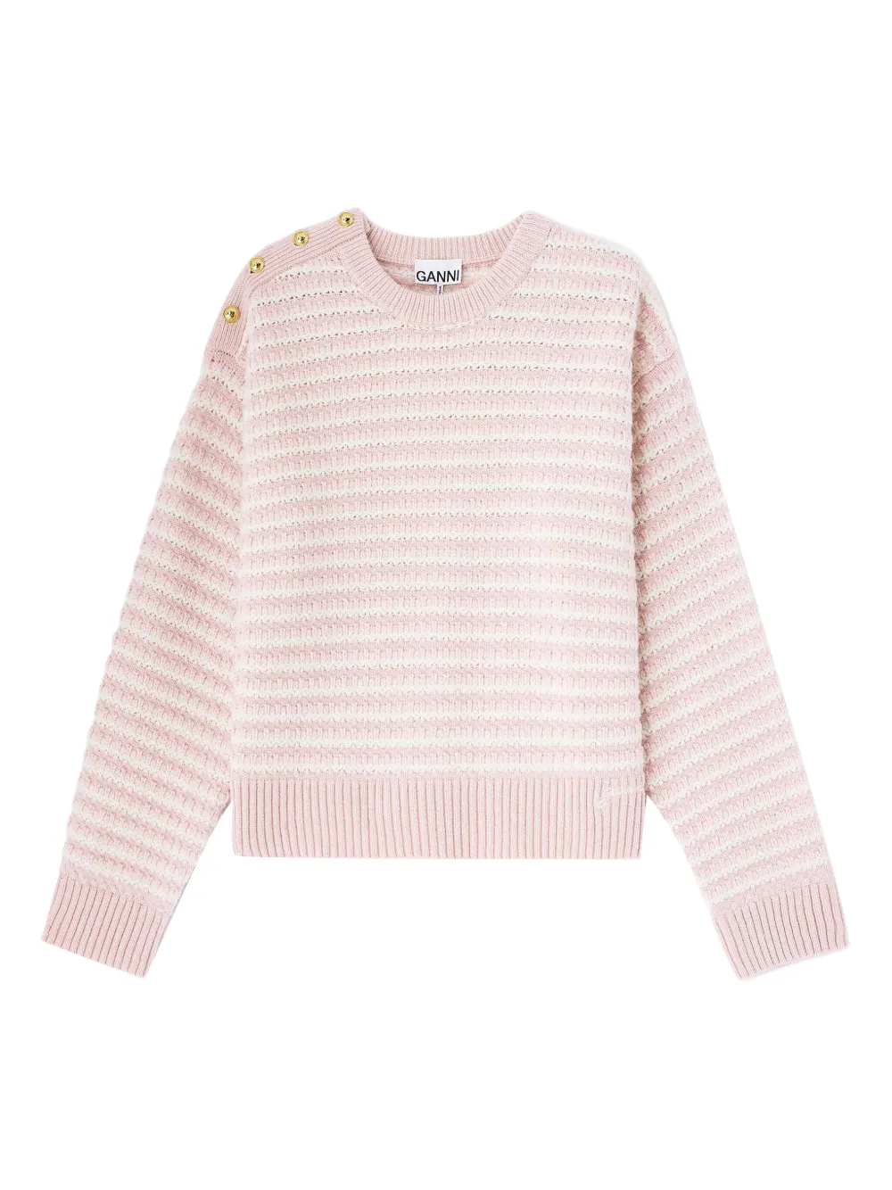 GANNI Maglione a righe con bottoni - Giallo