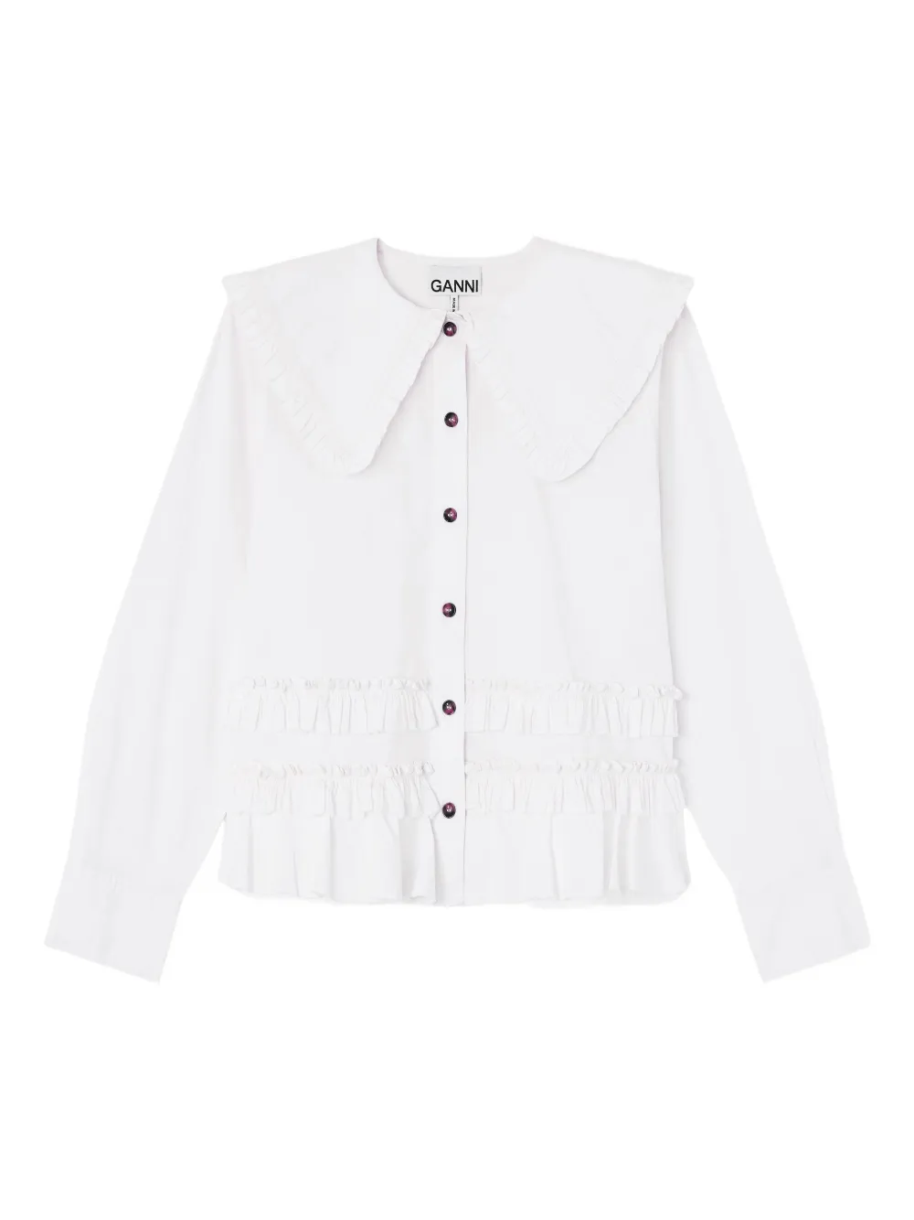 GANNI Top con ruches - Bianco