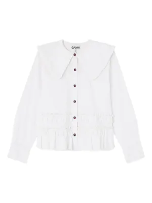 新品未使用GANNI ガニー　ラッフルカラー　ブラウス GANNI(ガニー)のWashed Stretch Cotton Tie Strap Blouse通販