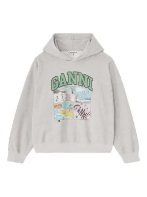 ganniロゴパーカー GANNI（ガニー） パーカー Heavy Terry Jersey Zip Hoodie レディース