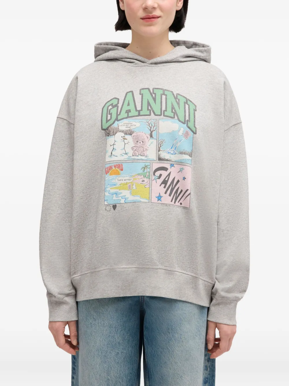 GANNI Hoodie met print Grijs