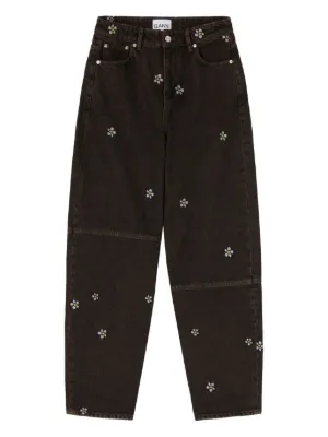 GANNI Fluffy wide-leg Jeans | Black | FARFETCH