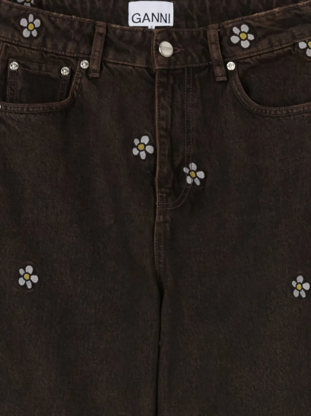 GANNI x Disney jeans met geborduurde bloemen Zwart