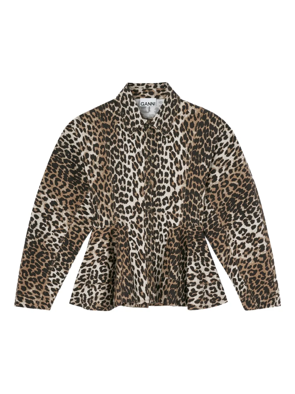 Ganni Leopard-print Shirt In Brown