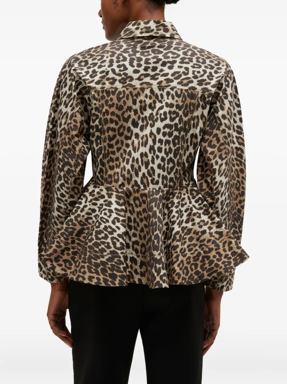 Ganni Leopard-print Shirt In Brown