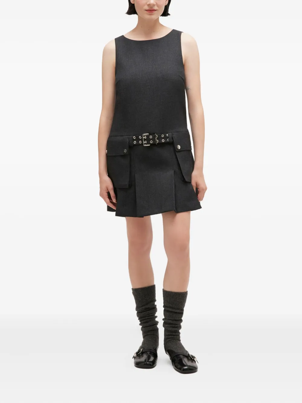 GANNI Mini-jurk met zak met ceintuur - Grijs