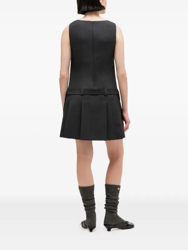 GANNI Grey Wool Mini Dress - Size 8/10 Mixed