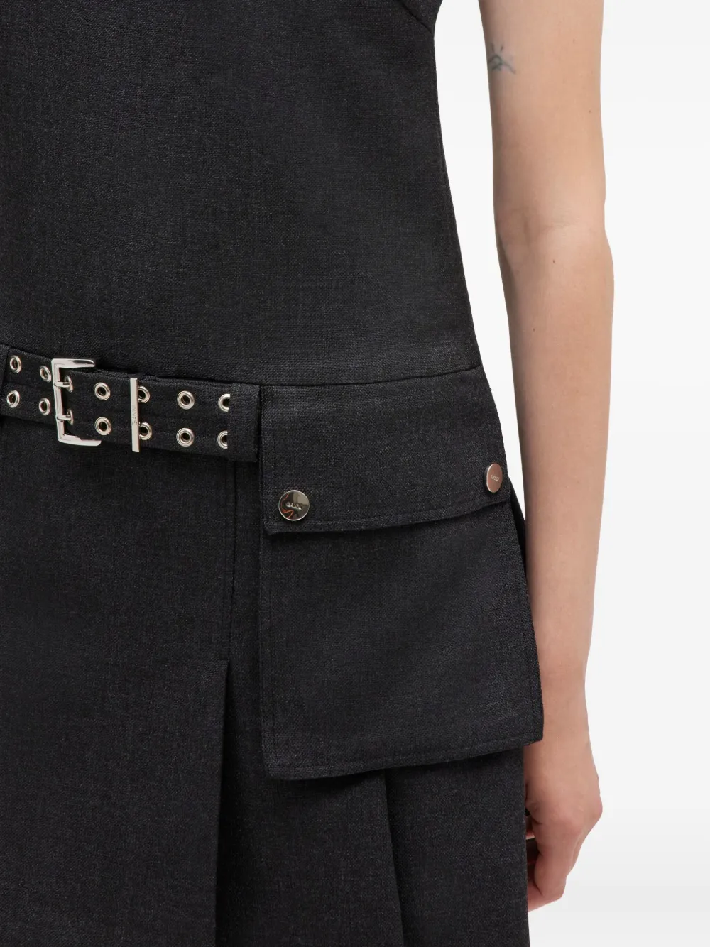 GANNI Mini-jurk met zak met ceintuur Grijs