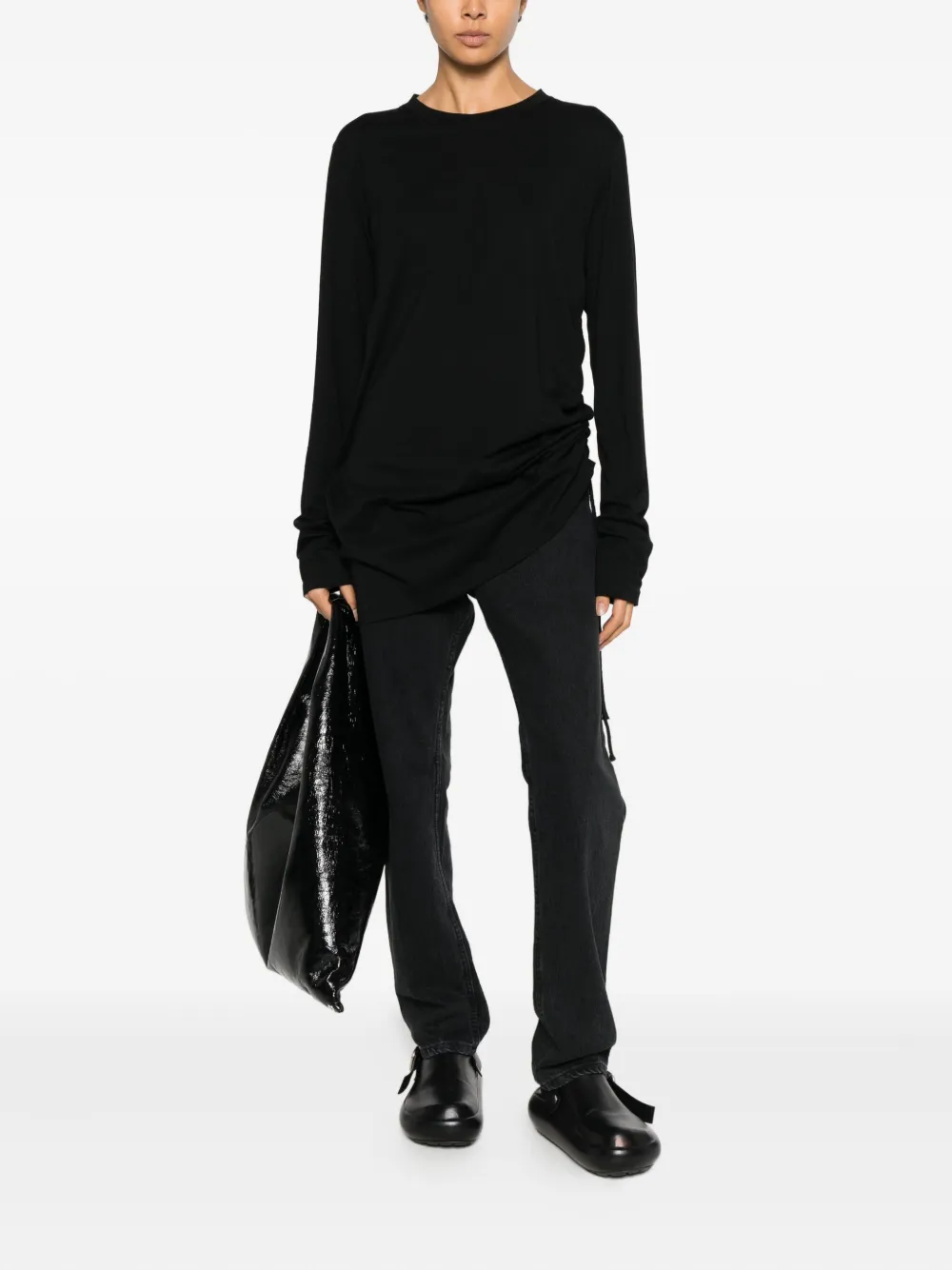 Nomen Nescio Drawstring Long-sleeve T-shirt In Black