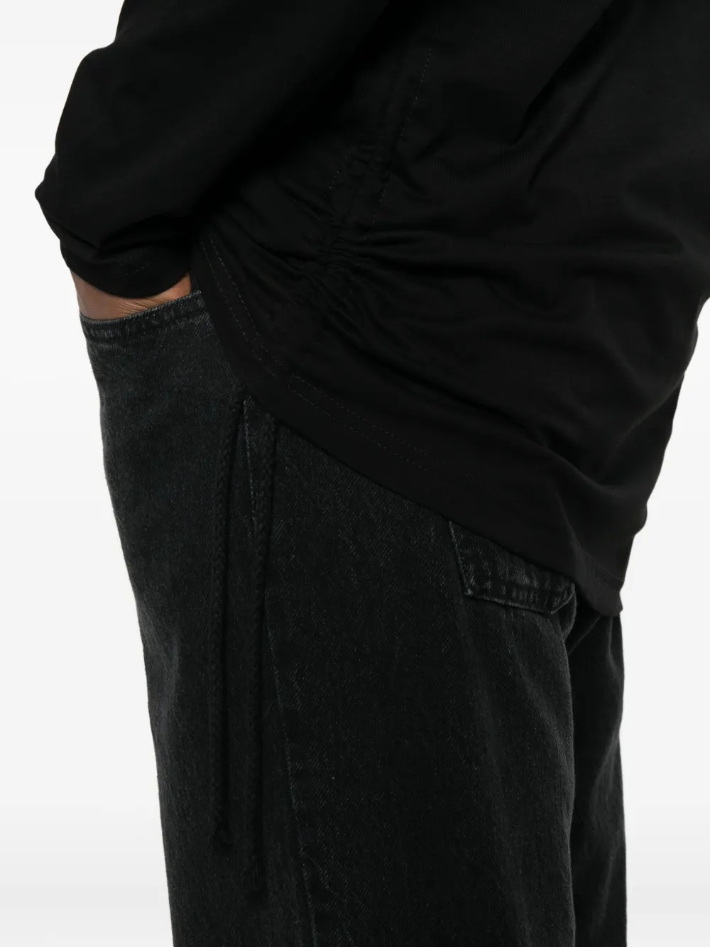 Nomen Nescio Drawstring Long-sleeve T-shirt In Black