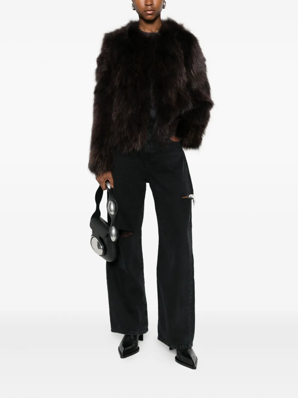 Cenere Long-sleeved Coat In Brown