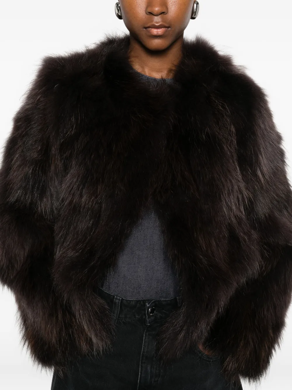 Cenere Long-sleeved Coat In Brown