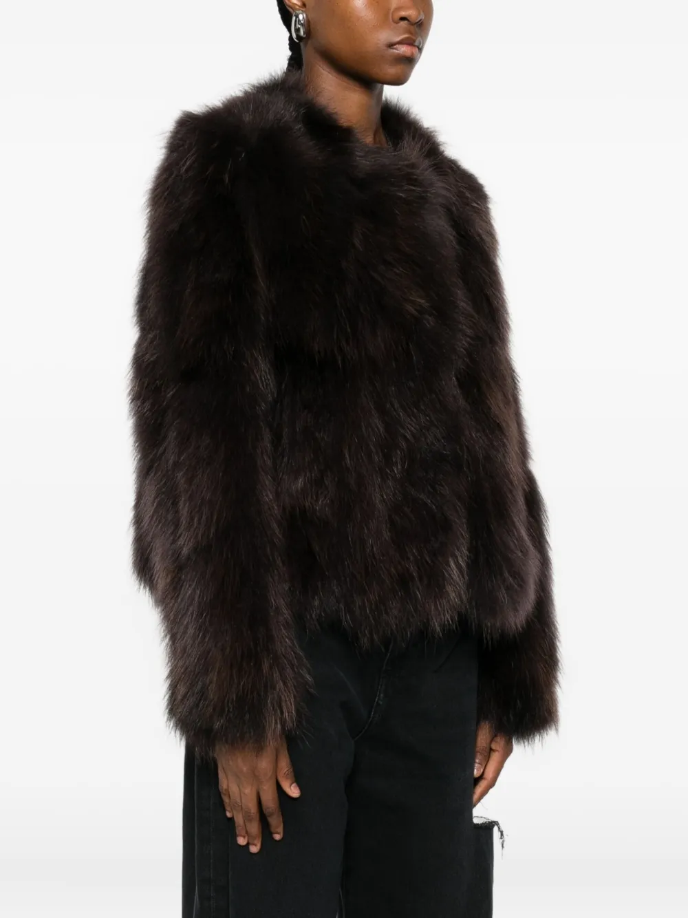 Cenere Long-sleeved Coat In Brown