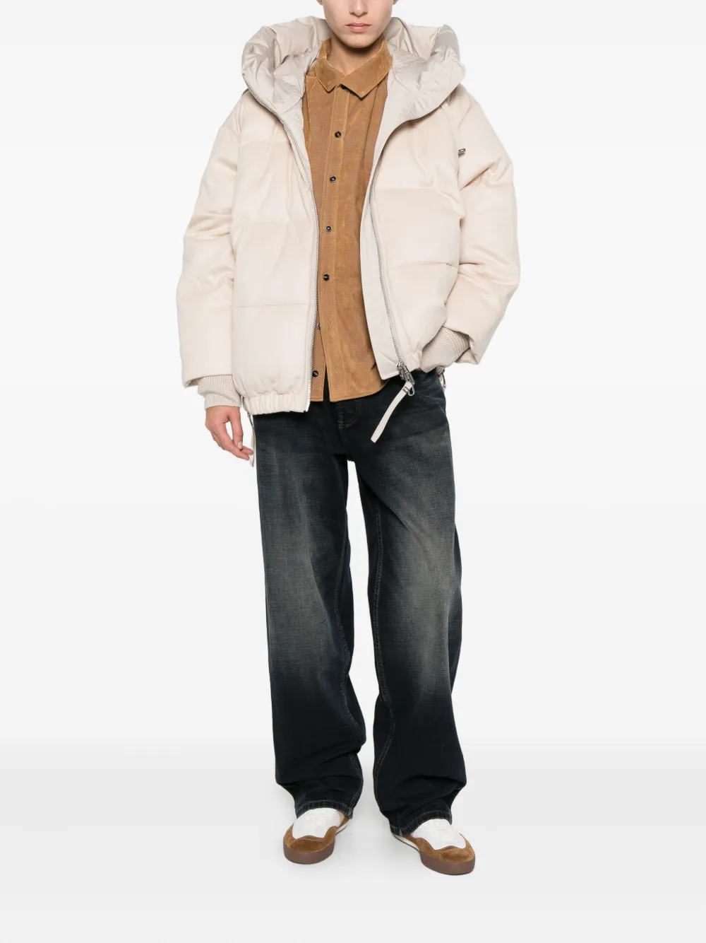 Duno Beige Corduroy Down Jacket In White