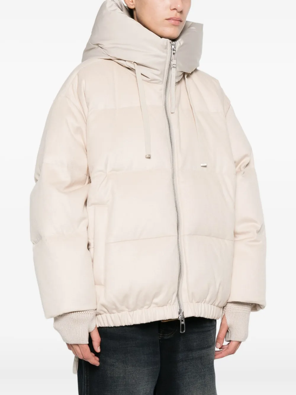 Duno Beige Corduroy Down Jacket In White