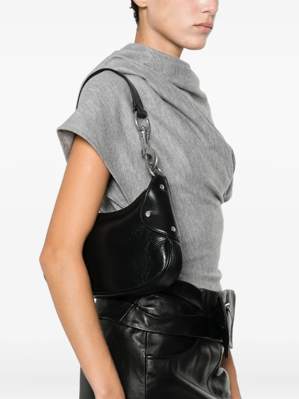 Mulberry rivet-detail leather shoulder bag - Zwart