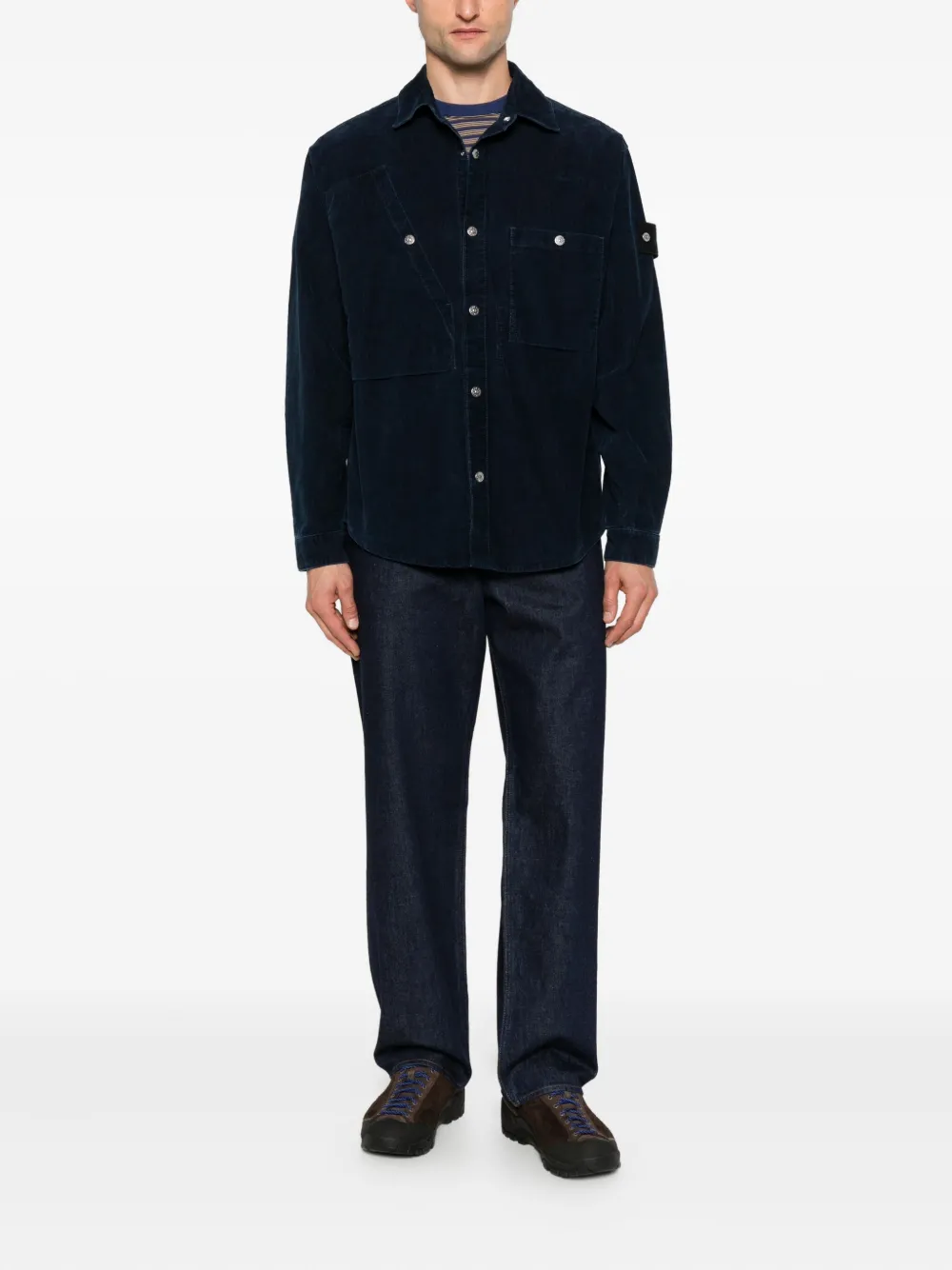 Stone Island Compass-badge corduroy shirt - Blauw