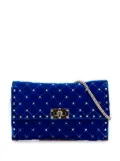 Valentino Garavani Pre-Owned 2000-2017 Quilted Velvet Rockstud Spike Wallet on Chain crossbody bag - Blue