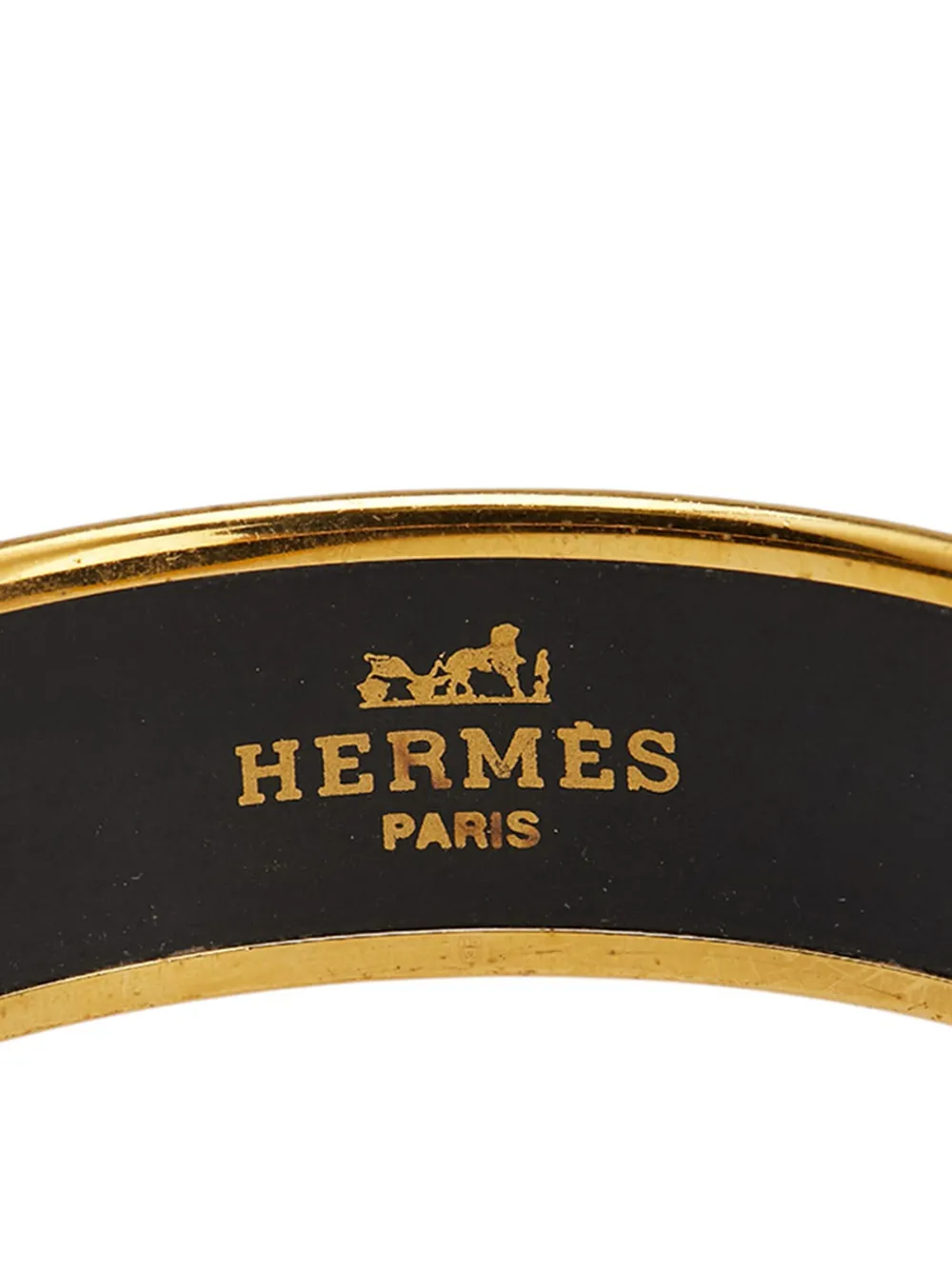 Pre-owned Hermes 20th Century Wide Horse Enamel Bangle 65 Costume Bracelet In Brown