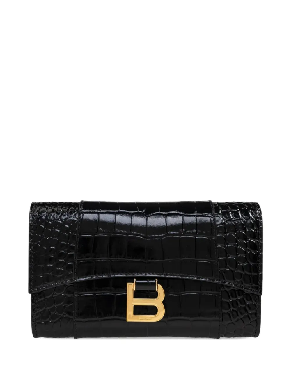 Balenciaga Hourglass crocodile-effect wallet | Black | Image 1