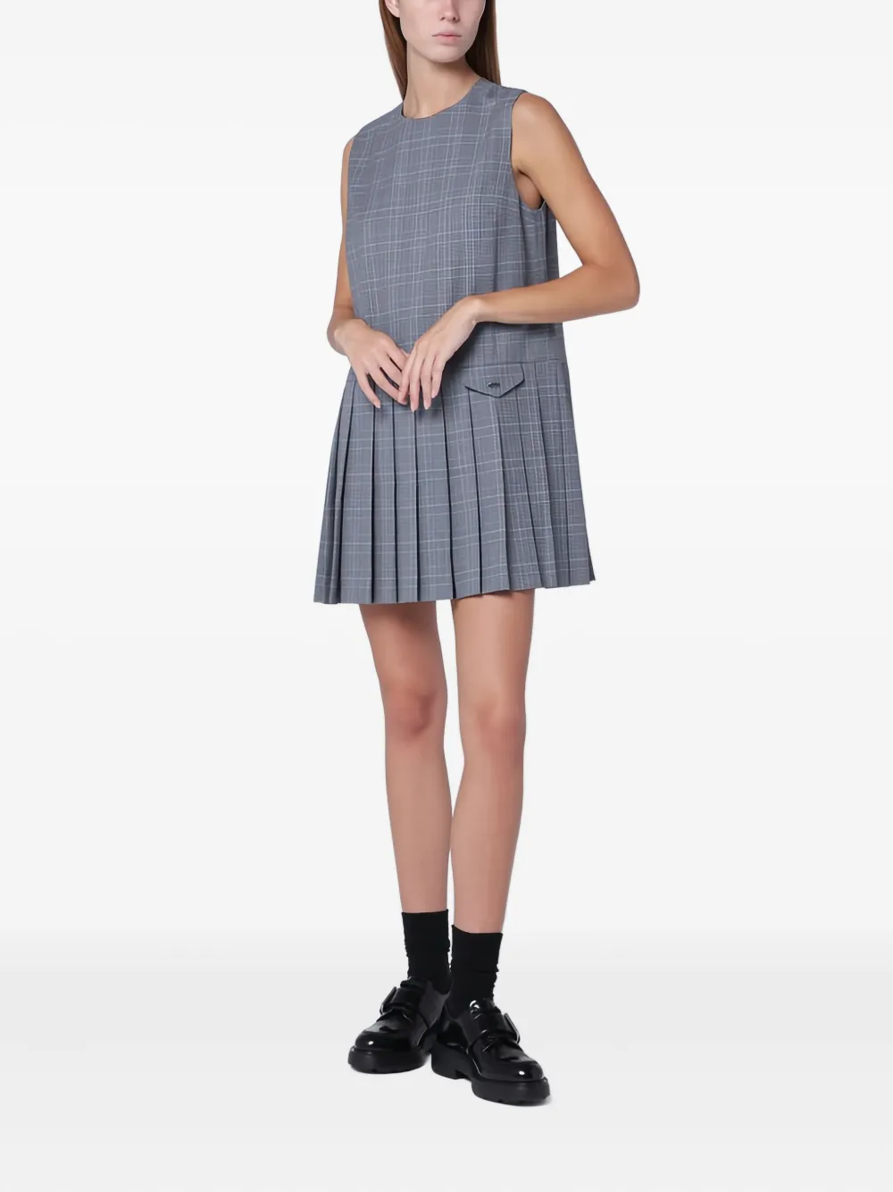 Maison Kitsuné Abito corto a quadri con pieghe - Grigio