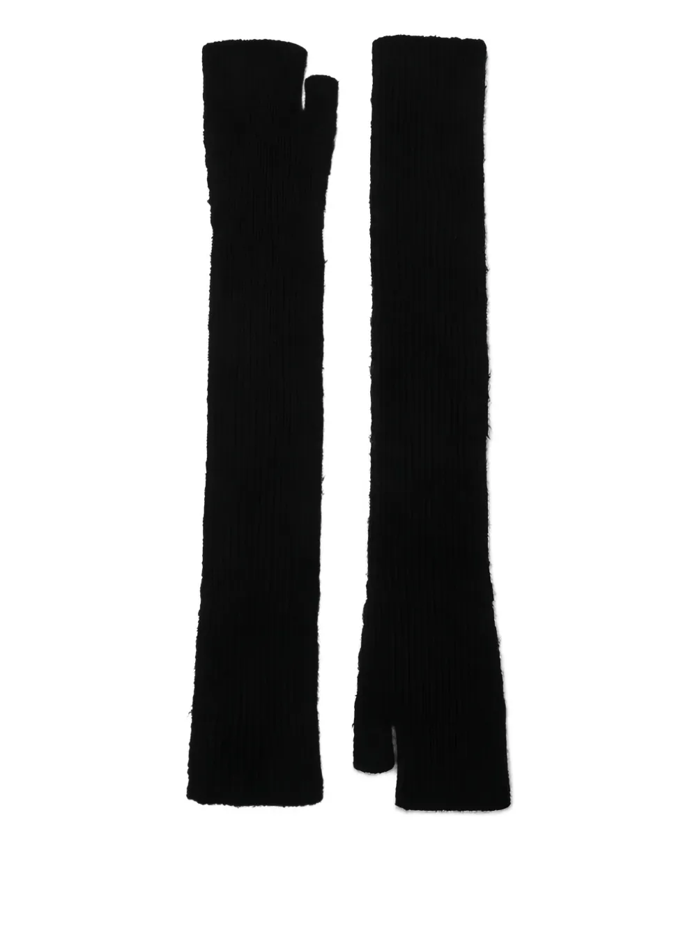 Roberto Collina Long Black Gloves In Cashmere And Silk Blend In Black