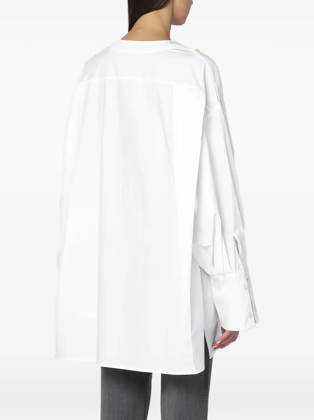  Thelatest Buttoned Mini Shirt Dress - White 