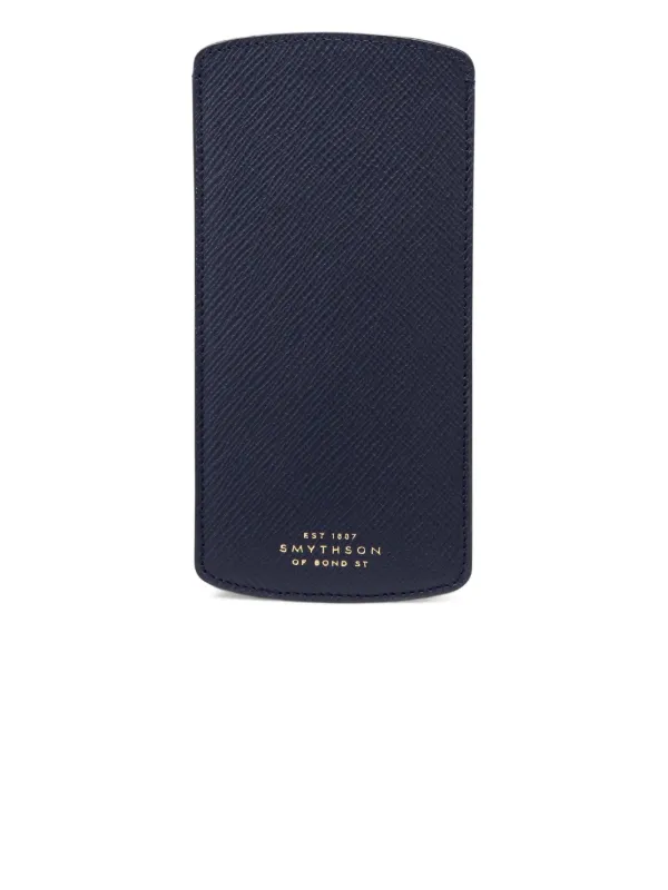 Smythson Panama-leather Glasses Case in Blue