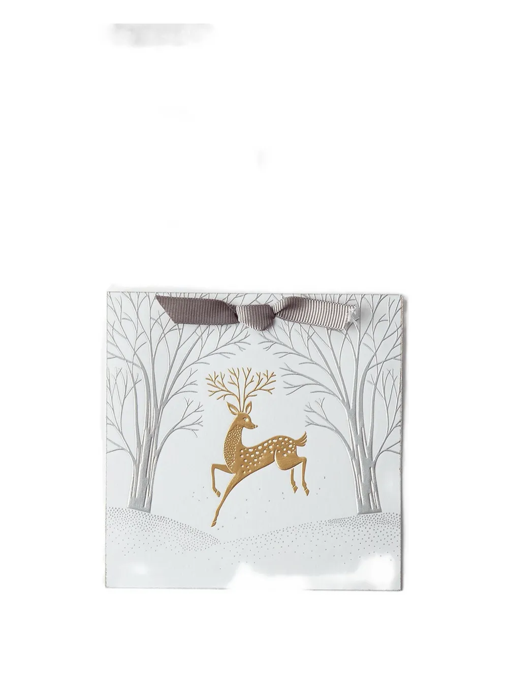 Smythson Reindeer Ribbon Christmas Card In White