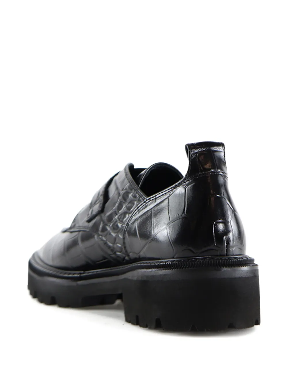 Notabene Tecla crocodile-effect derby shoes Zwart
