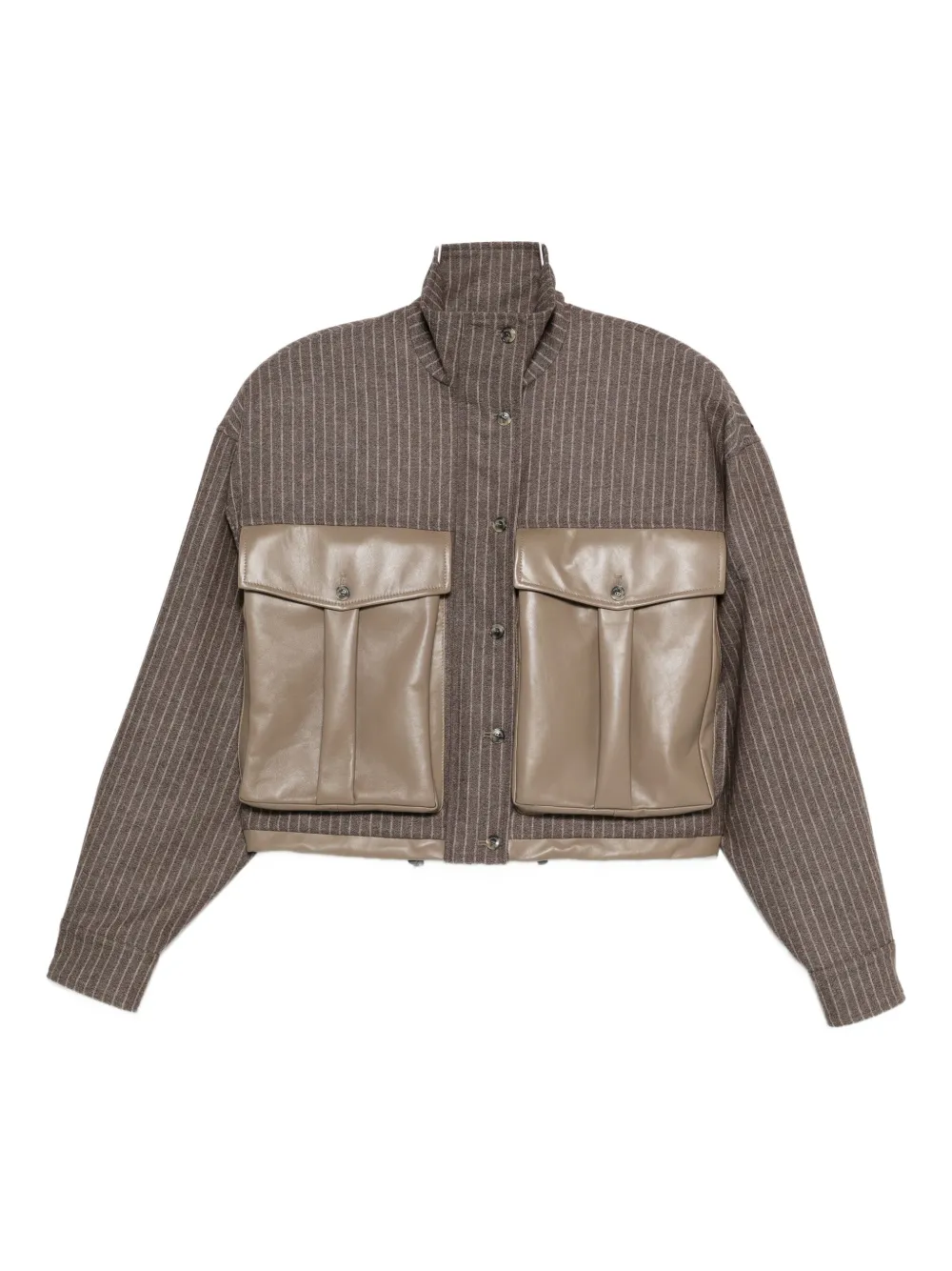 The Mannei Pinstriped Flap-pocket Jacket In Gray