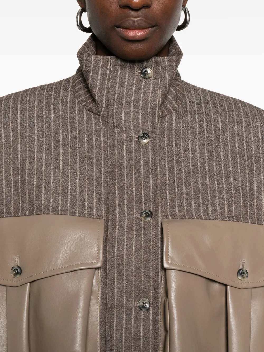 The Mannei Pinstriped Flap-pocket Jacket In Gray