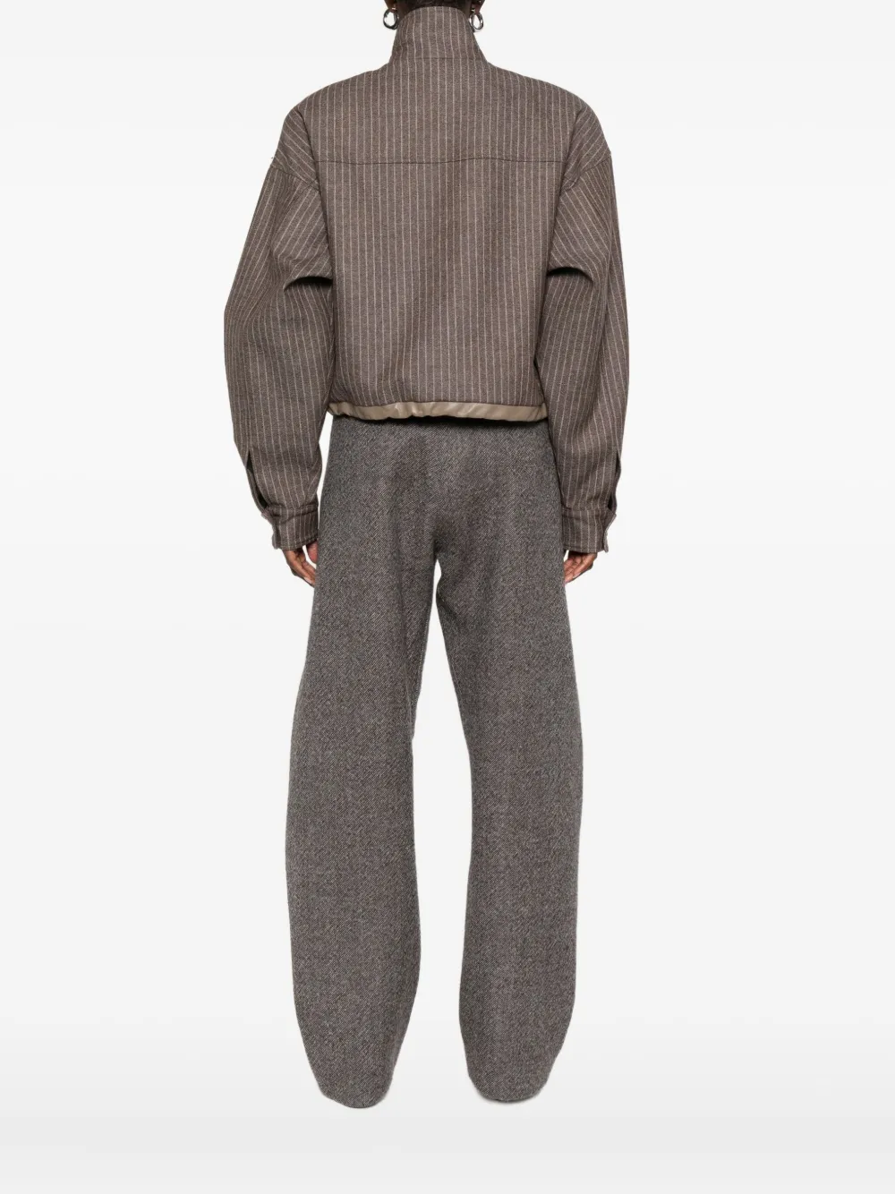 The Mannei Pinstriped Flap-pocket Jacket In Gray
