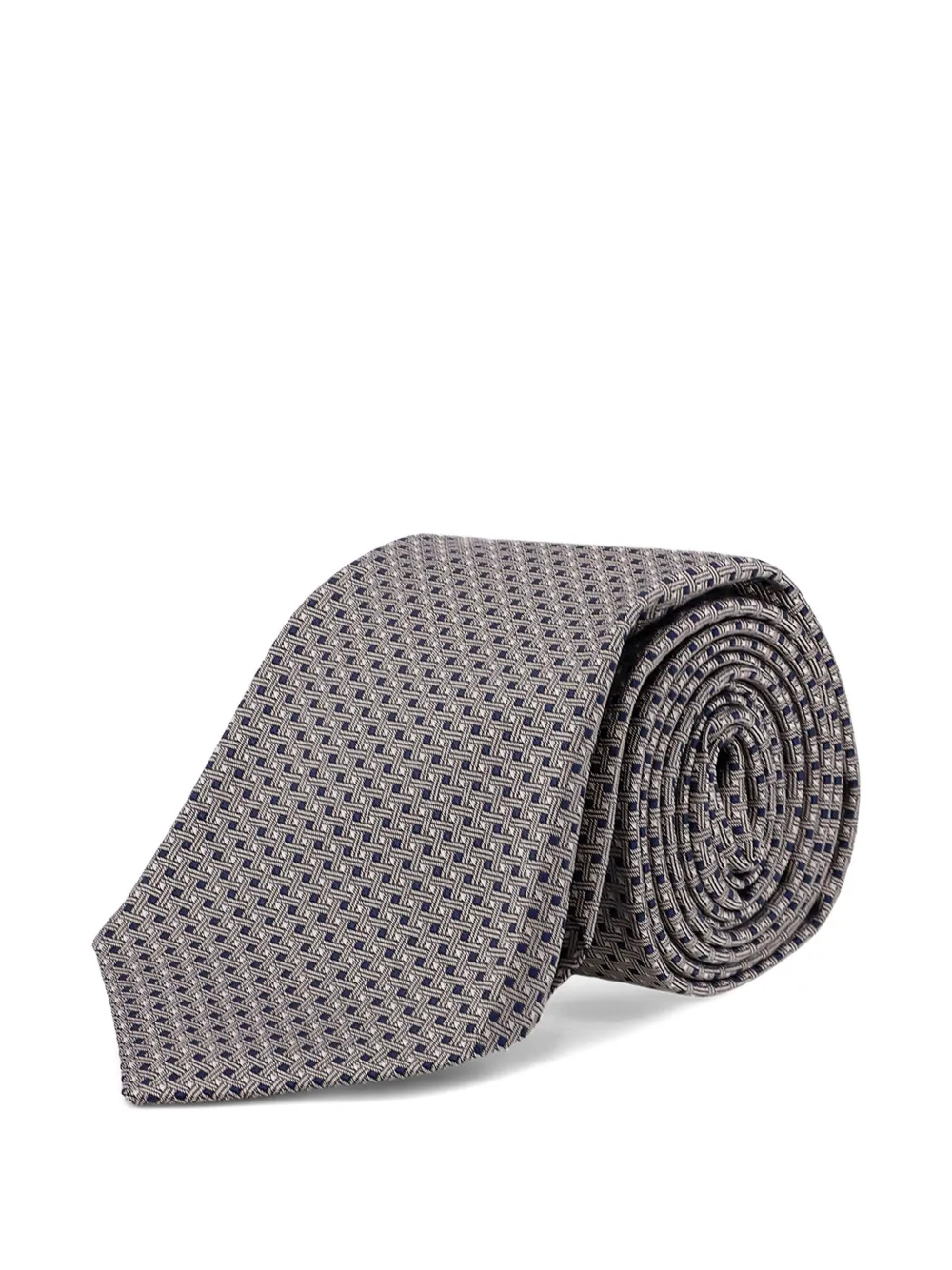 Kiton geometric-pattern tie - Bruin