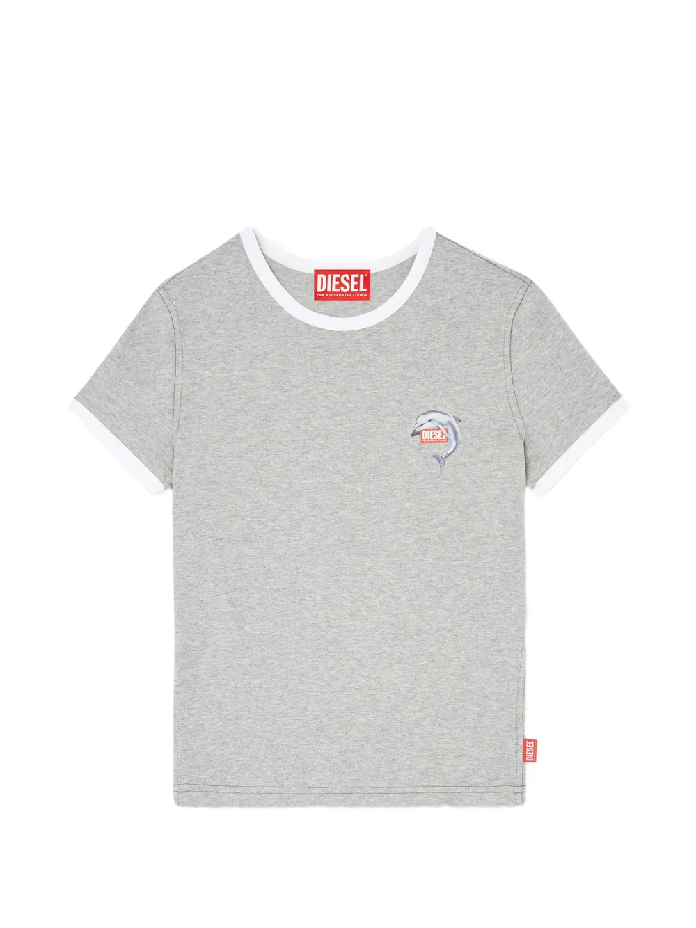 Diesel T-Uncuties-Long-S13 ringer dolphin-motif T-shirt - Grigio